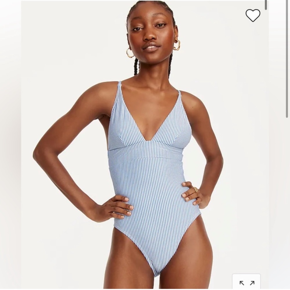 J.Crew one piece, plunge neck, seersucker bathing suit